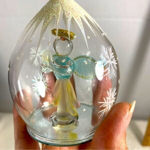 Christmas Glass Ornament Angel Praying Hand Crafted Wings Holiday Decor